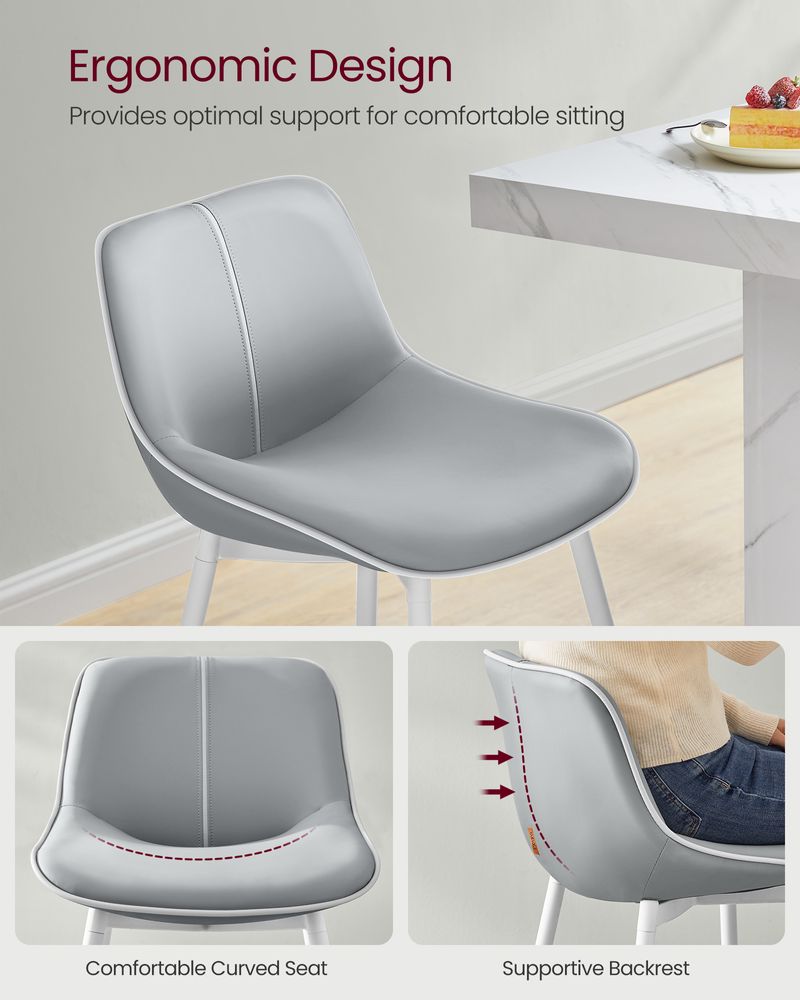 Bar Height Bar Stools Set of 2 – With Backrest – Modern Upholstered Design