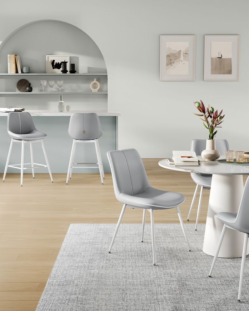 Bar Height Bar Stools Set of 2 – With Backrest – Modern Upholstered Design