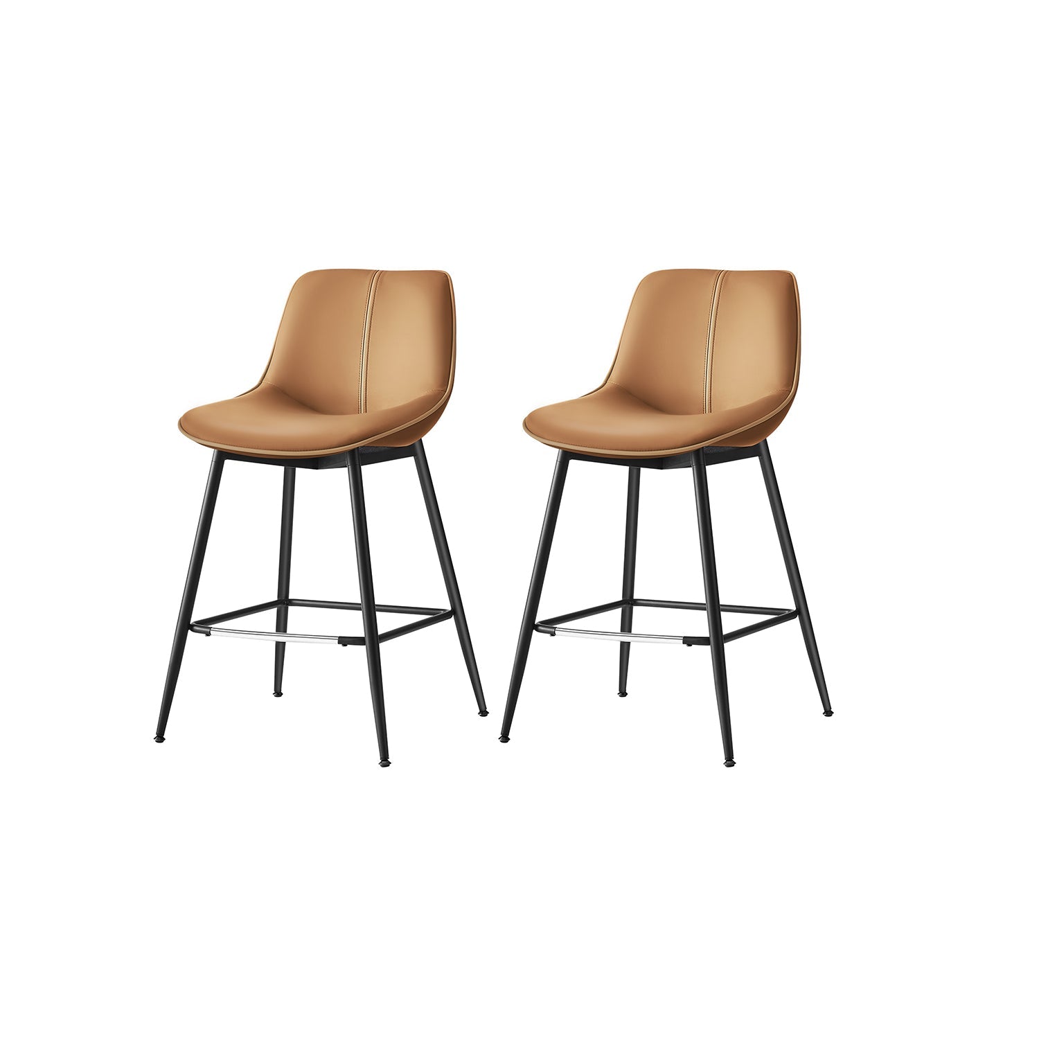 Bar Height Bar Stools Set of 2 – With Backrest – Modern Upholstered Design
