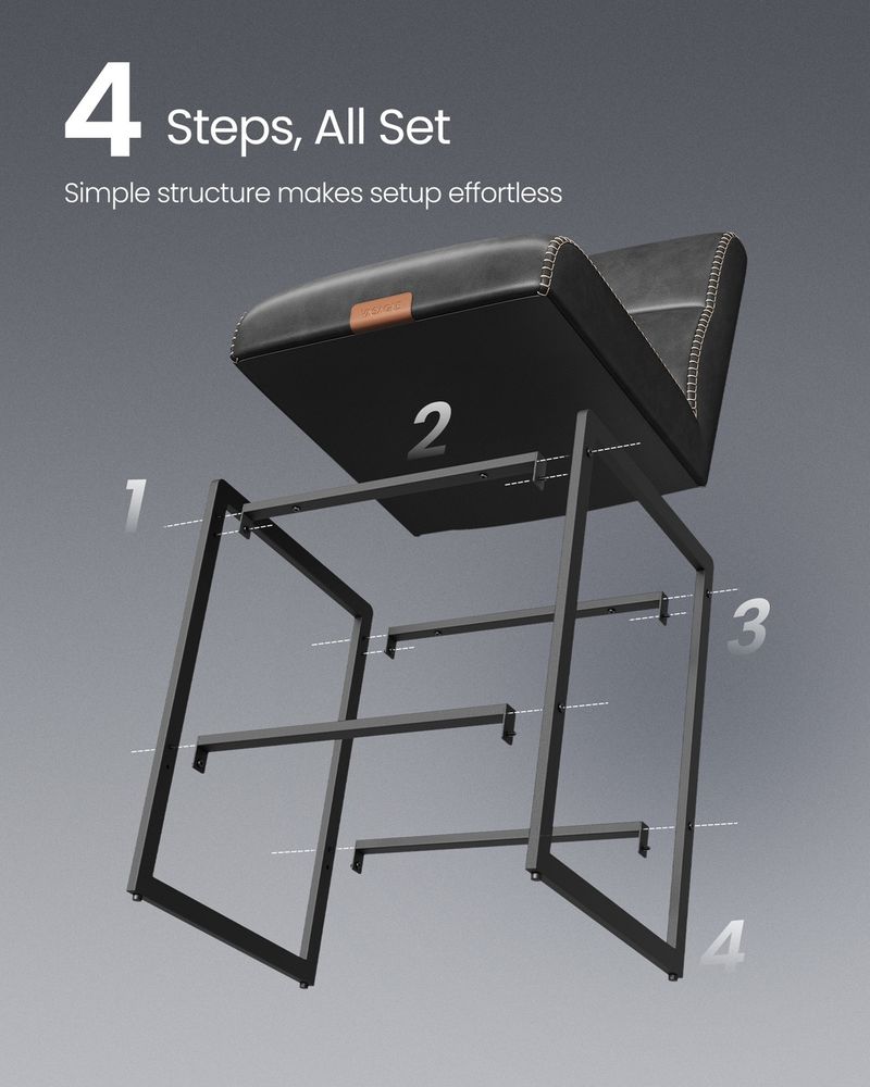 Bar Stools Set of 2 – Counter Height – With Backrest & Storage Pocket