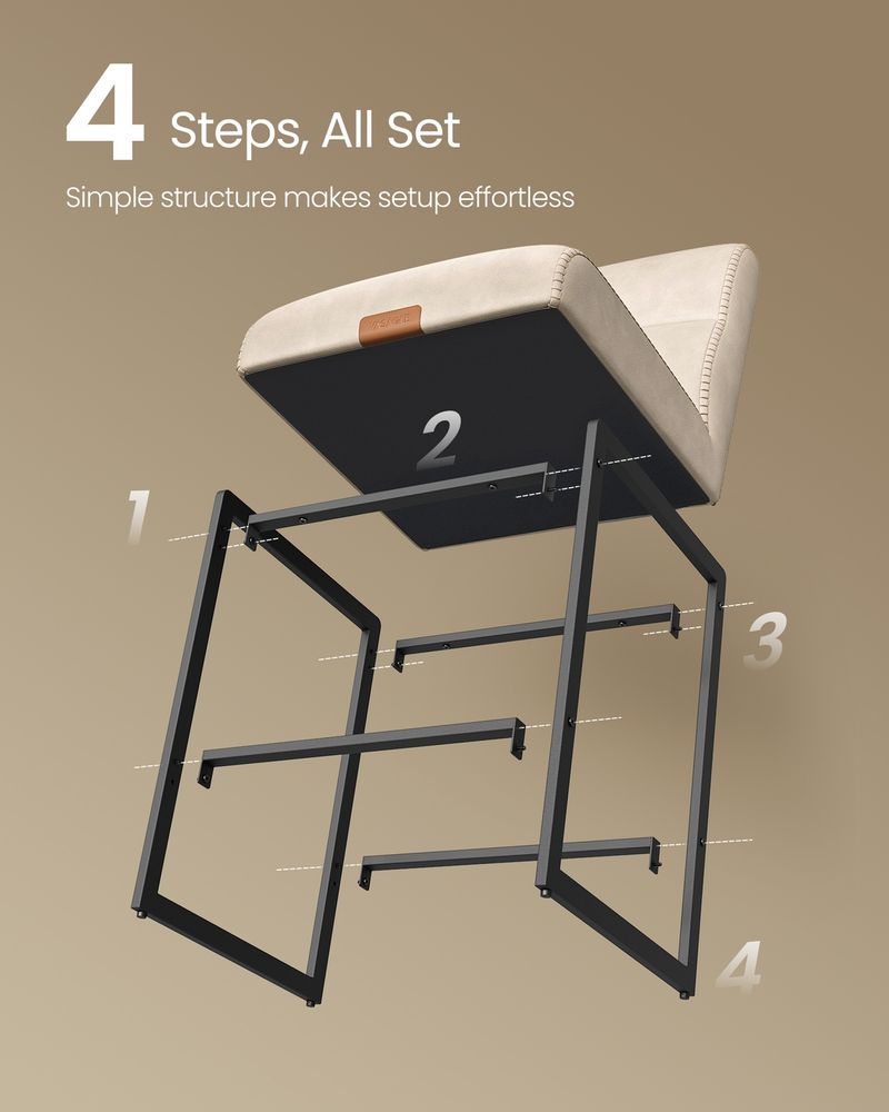 Bar Stools Set of 2 – Counter Height – With Backrest & Storage Pocket