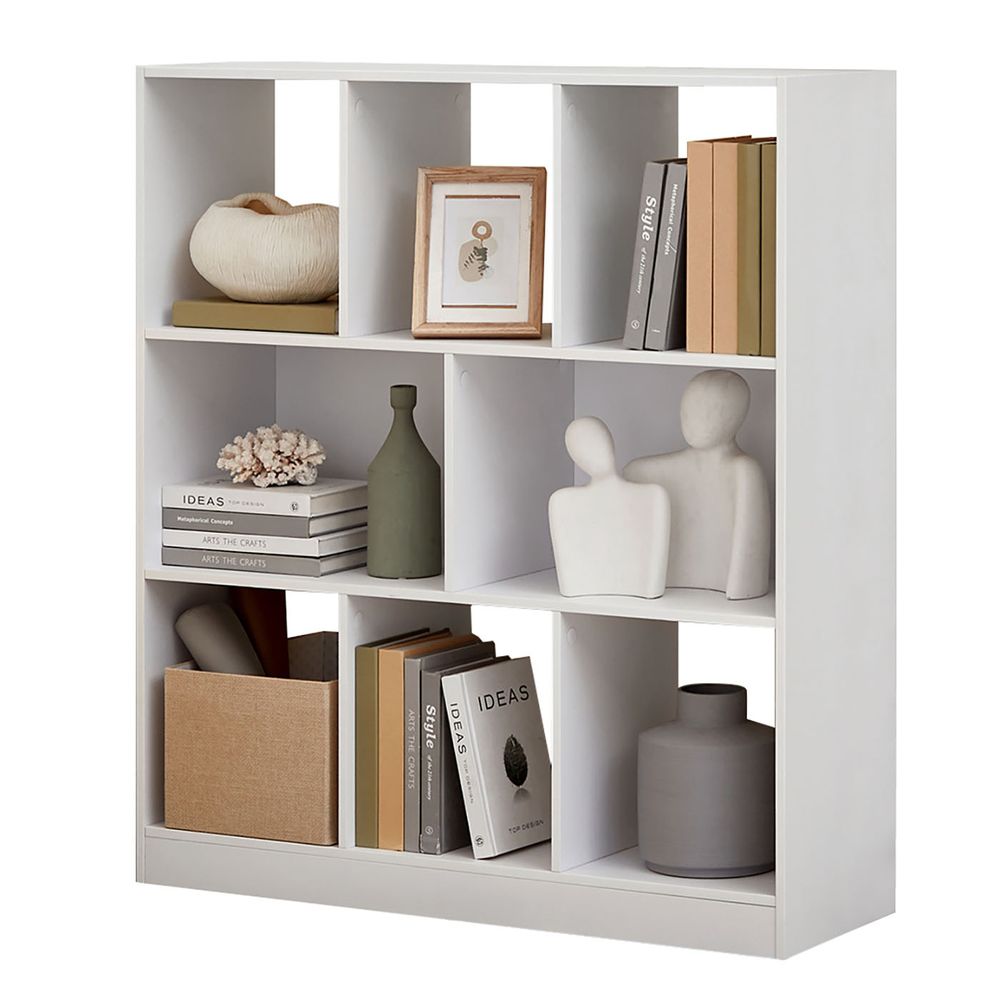 Bookcase - 8 Open Compartments - Versatile Storage Shelf