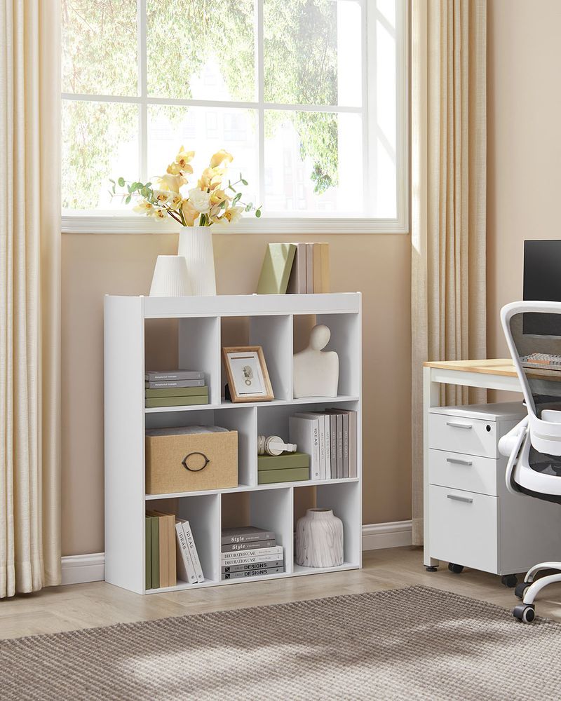 Bookcase - 8 Open Compartments - Versatile Storage Shelf
