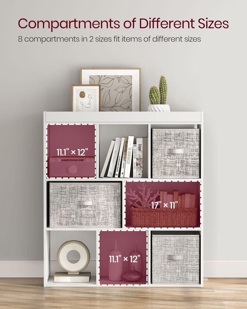 Bookcase - 8 Open Compartments - Versatile Storage Shelf