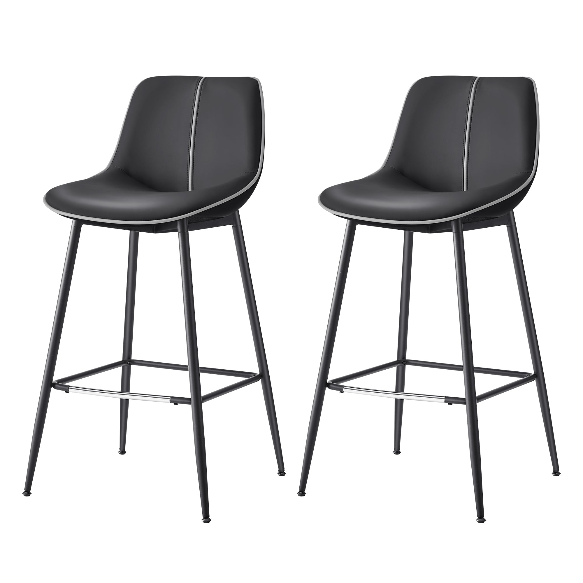Bar Height Bar Stools Set of 2 – With Backrest – Modern Upholstered Design