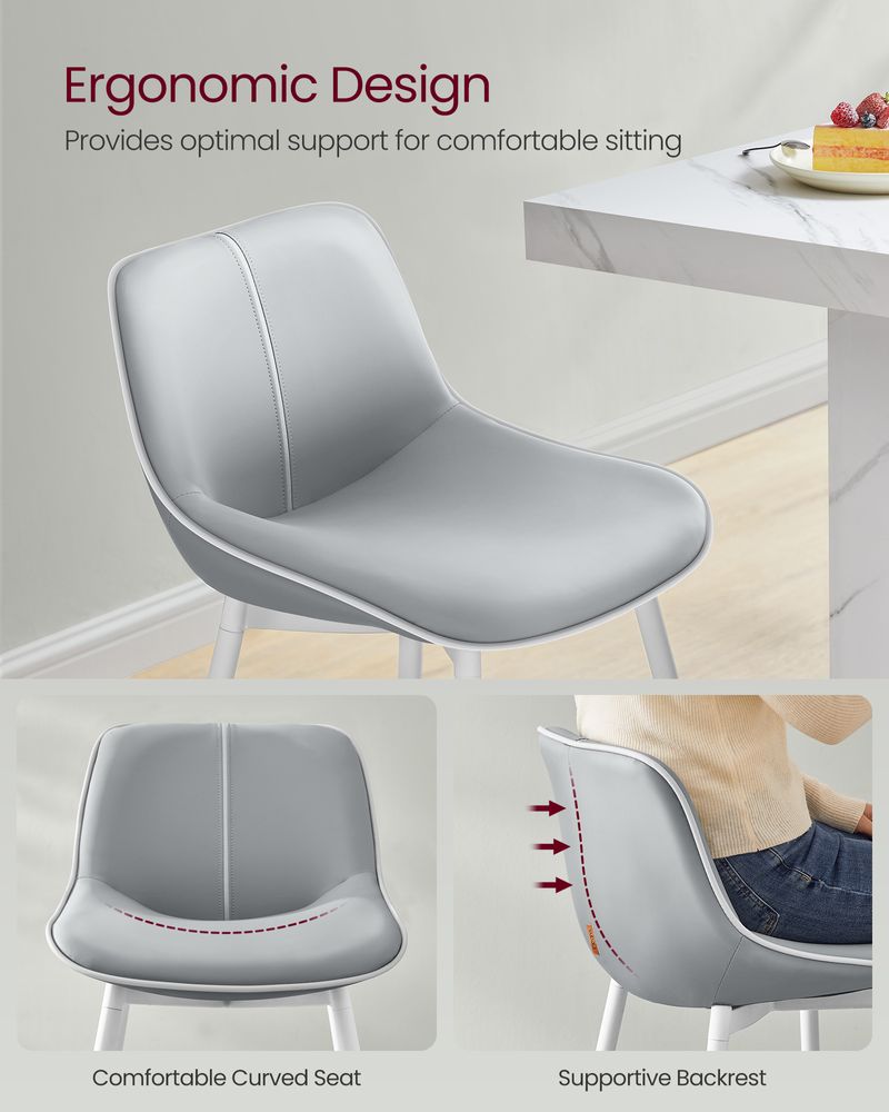 Bar Height Bar Stools Set of 2 – With Backrest – Modern Upholstered Design