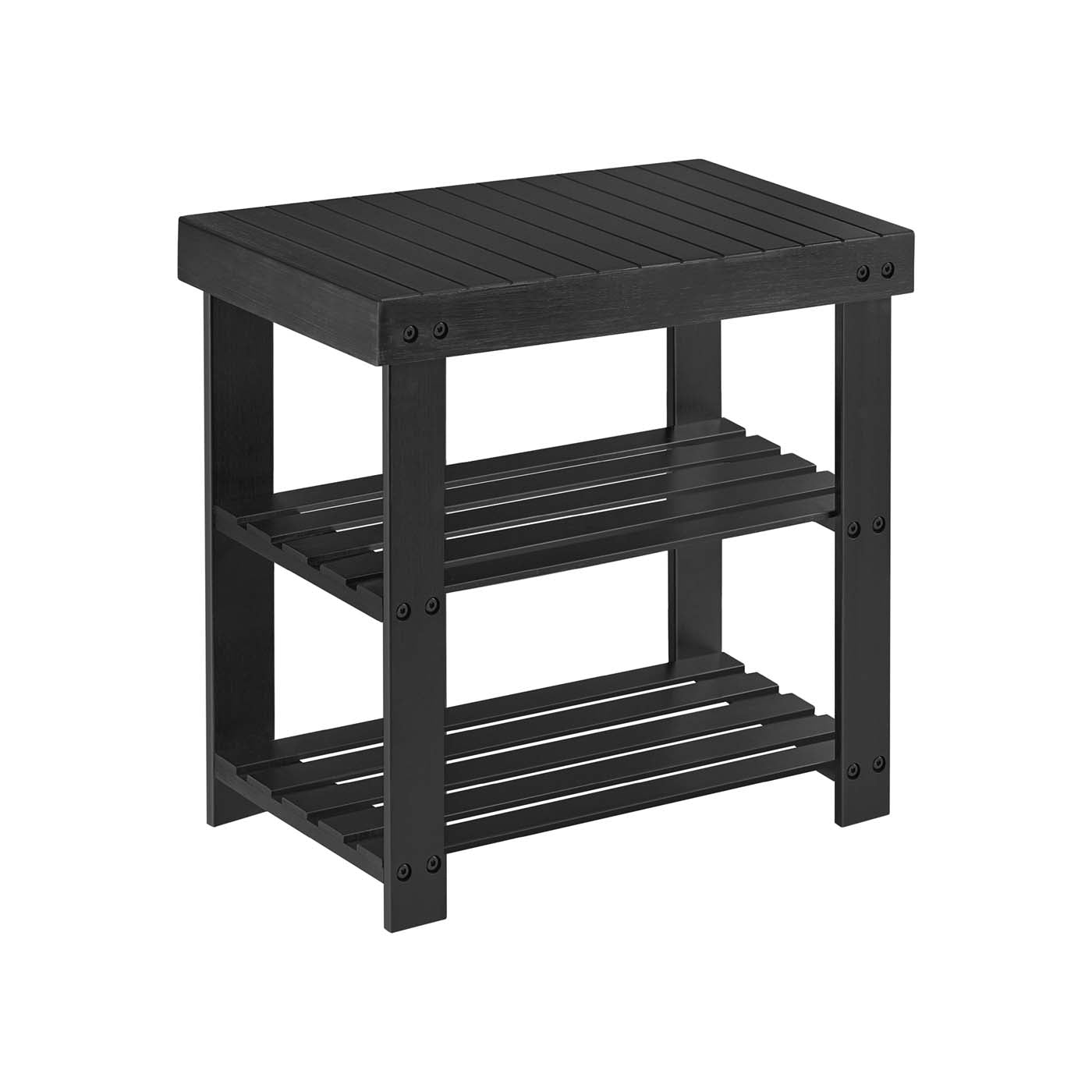 Shoe Rack Bench - 3 Tier Bamboo - Entryway Storage Organizer