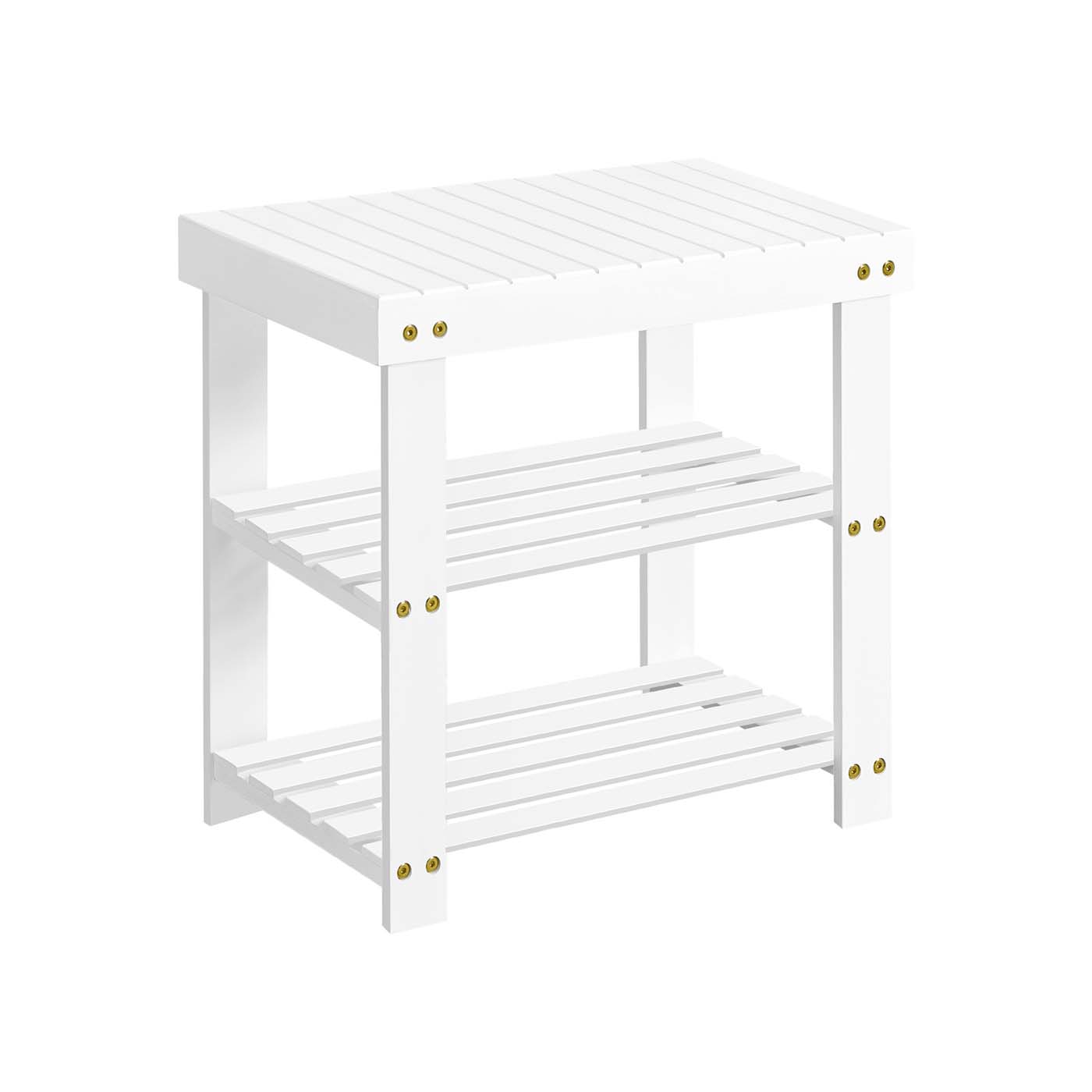 Shoe Rack Bench - 3 Tier Bamboo - Entryway Storage Organizer