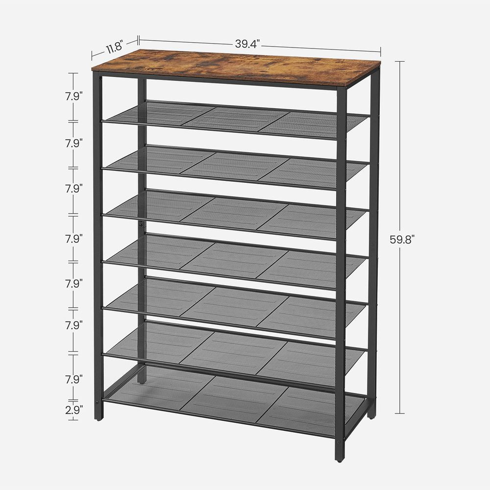Shoe Rack Organizer - 7 Tier - Holds 32–40 Pairs
