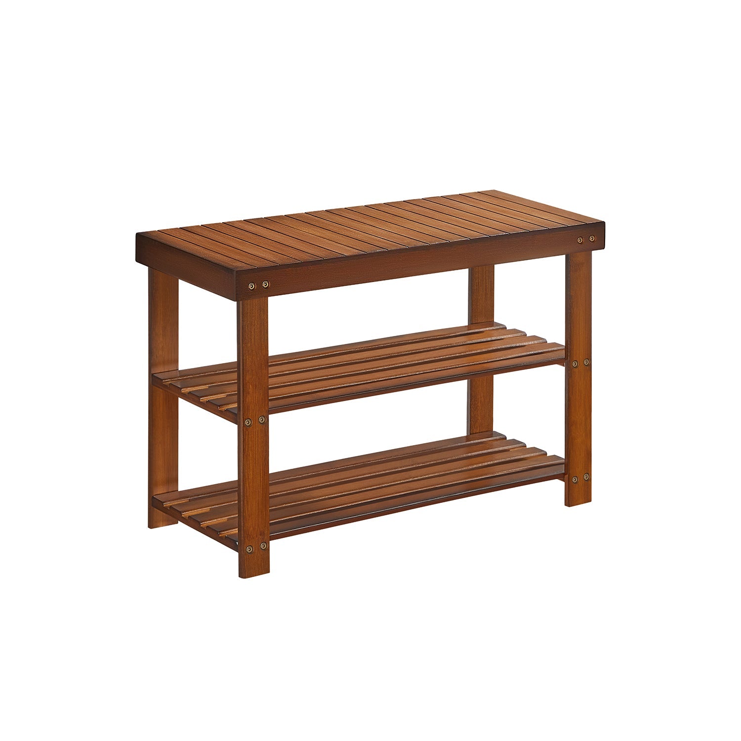 Shoe Rack Bench - 3 Tier Bamboo - Entryway Storage Organizer
