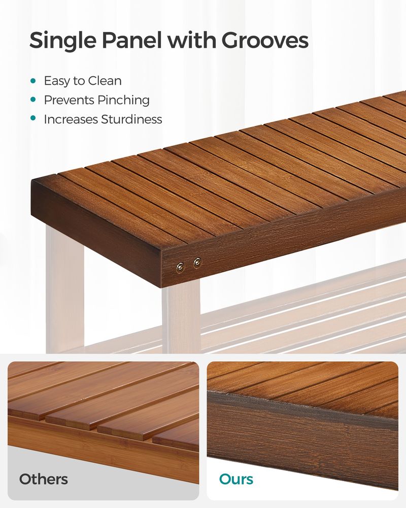 Shoe Rack Bench - 3 Tier Bamboo - Entryway Storage Organizer