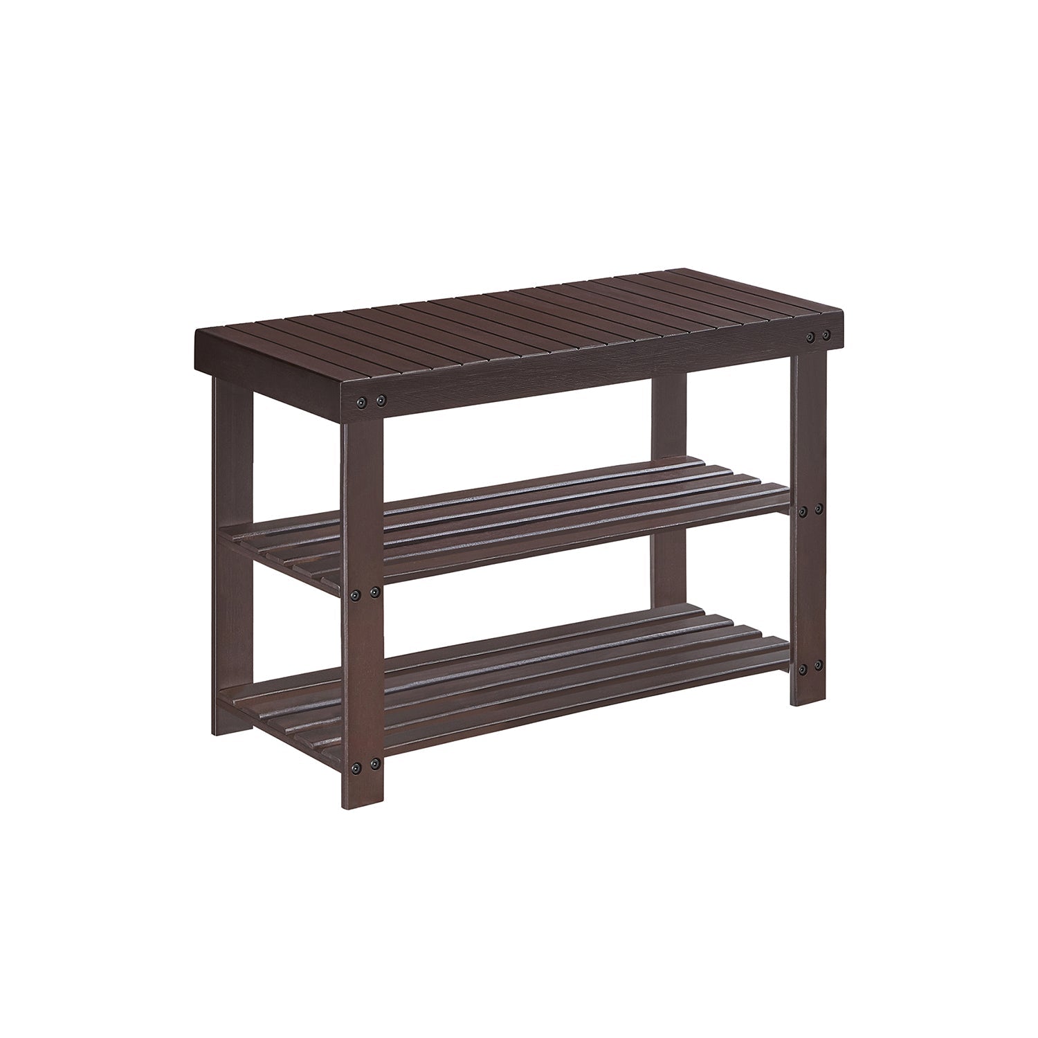 Shoe Rack Bench - 3 Tier Bamboo - Entryway Storage Organizer