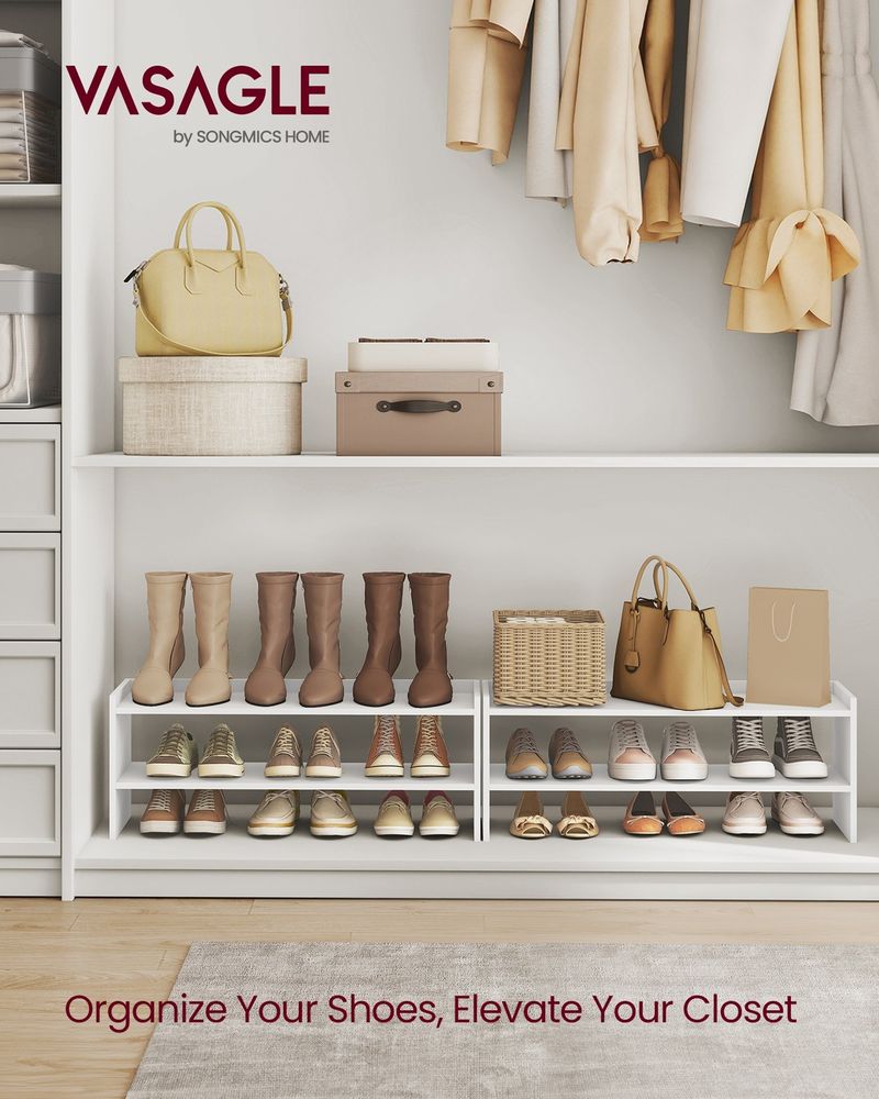 Shoe Rack – Stackable Storage Shelves – Closet & Entryway Organizer