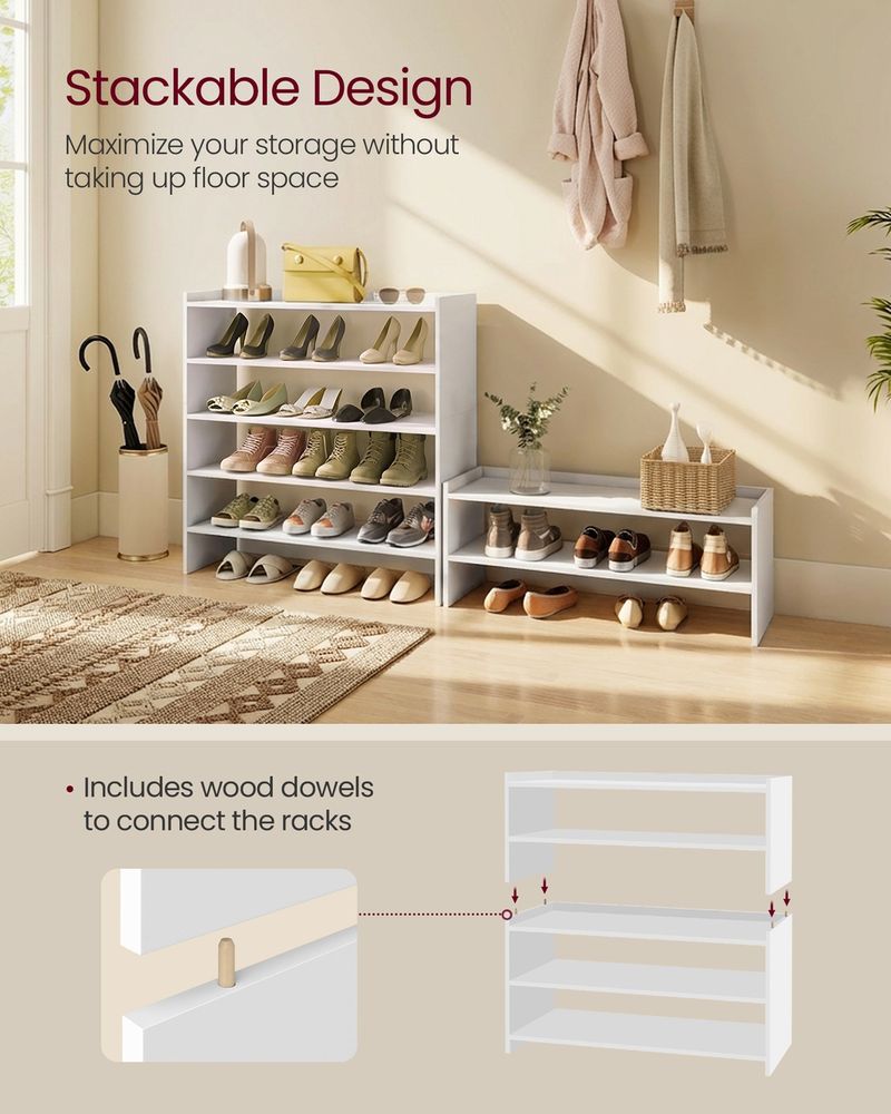 Shoe Rack – Stackable Storage Shelves – Closet & Entryway Organizer