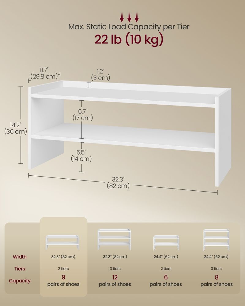 Shoe Rack – Stackable Storage Shelves – Closet & Entryway Organizer