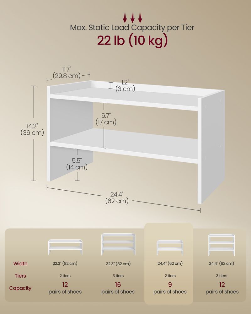 Shoe Rack – Stackable Storage Shelves – Closet & Entryway Organizer
