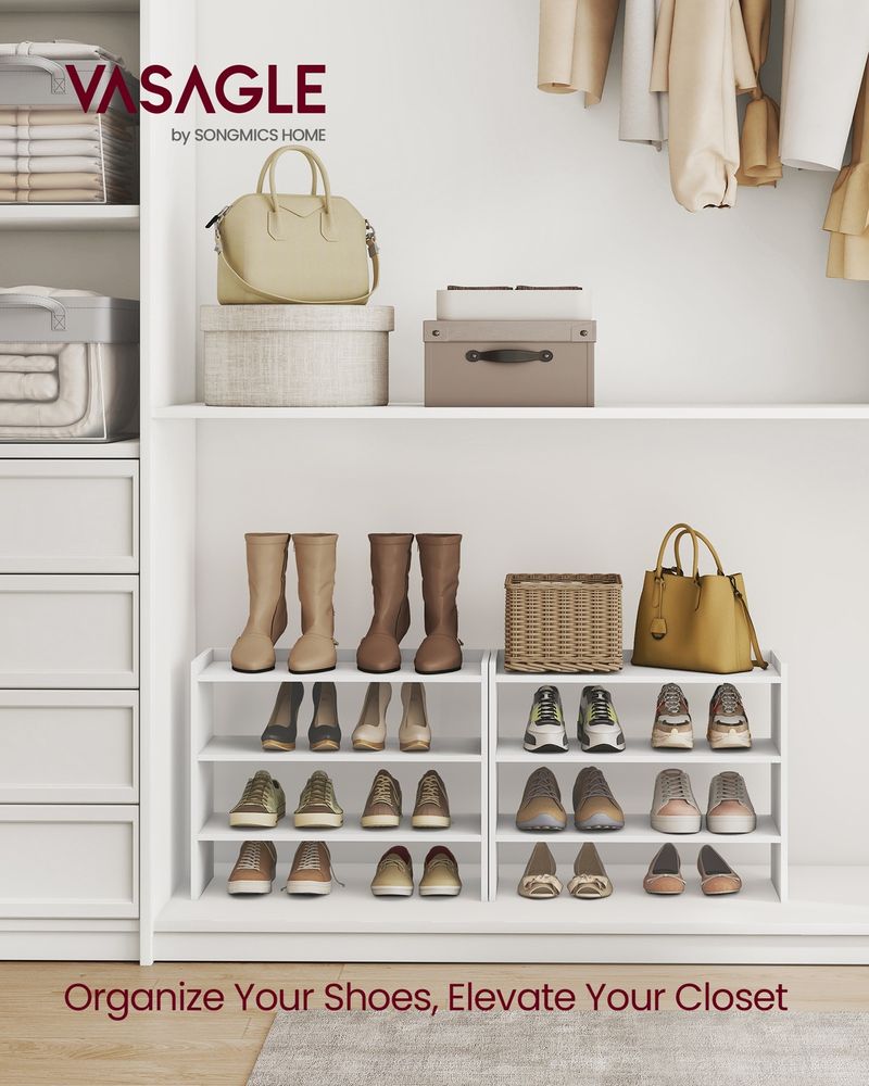 Shoe Rack – Stackable Storage Shelves – Closet & Entryway Organizer