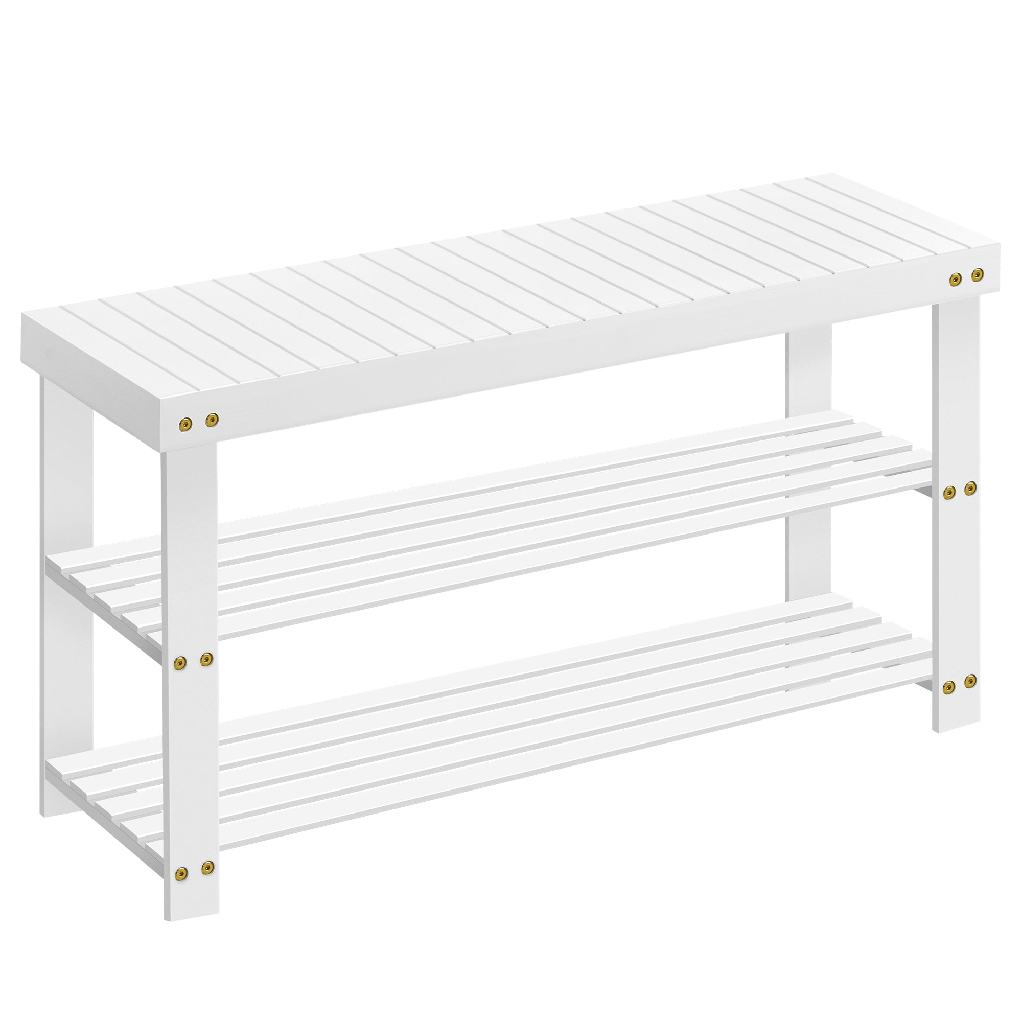 Shoe Rack Bench - 3 Tier Bamboo - Entryway Storage Organizer