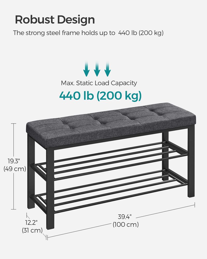 Shoe Bench With Cushion - Entryway Shoe Storage Seating