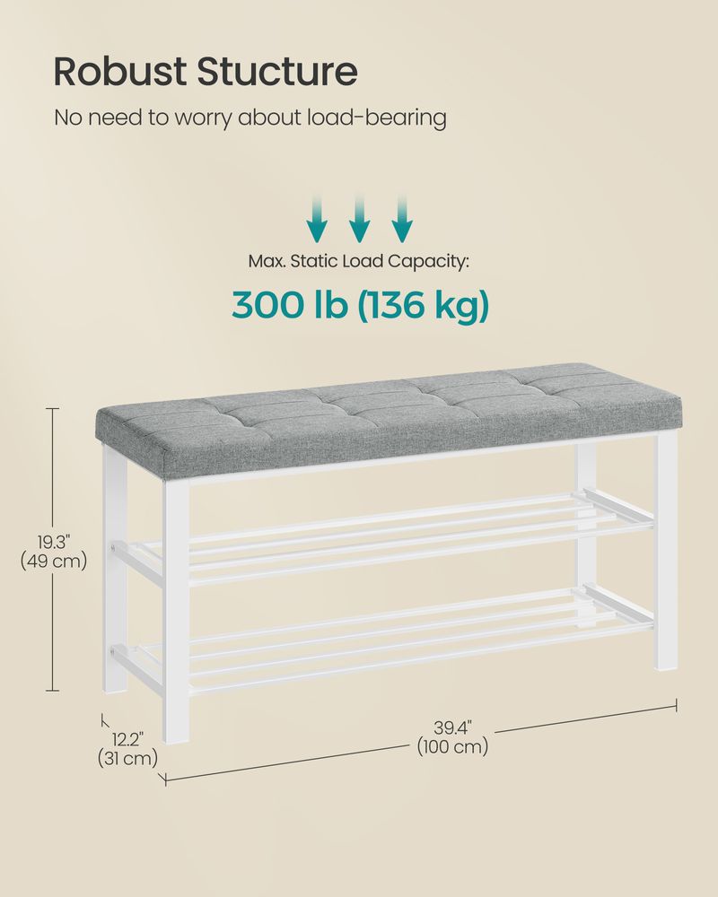Shoe Bench With Cushion - Entryway Shoe Storage Seating