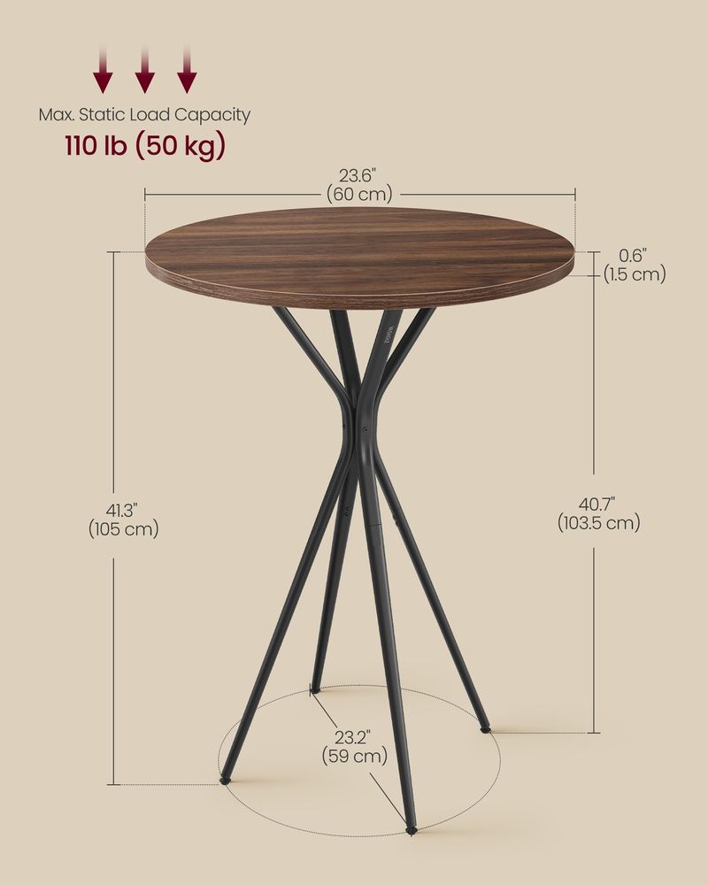 High Pub Table – X-Shaped Legs – Tall Bar Table