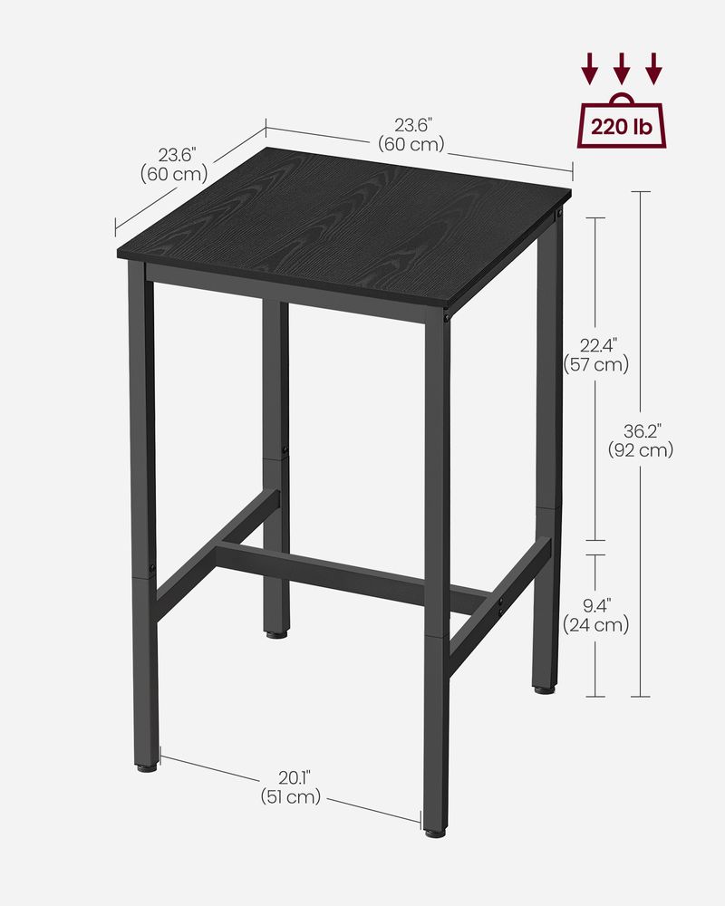 High Top Bar Table – Square Design – Industrial Pub Table