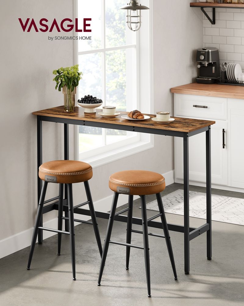 Narrow Bar Table 47 Inch Kitchen Breakfast Table With Metal Legs