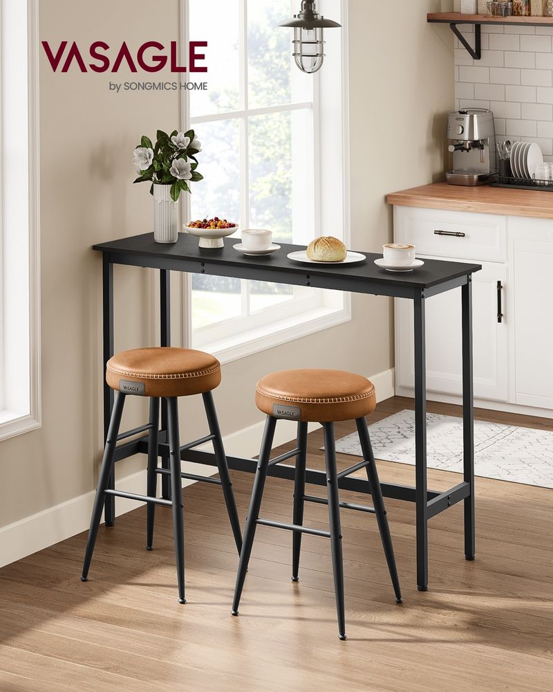 Narrow Bar Table 47 Inch Kitchen Breakfast Table With Metal Legs