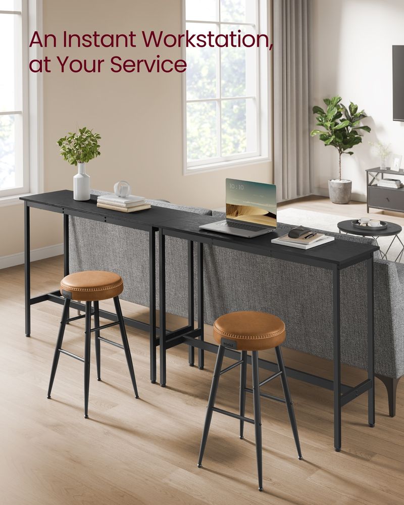 Narrow Bar Table 47 Inch Kitchen Breakfast Table With Metal Legs