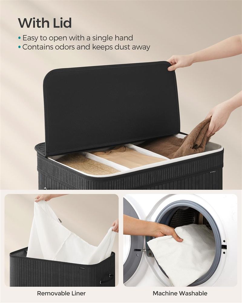 Laundry Hamper With Lid - Bamboo - 26.4 Gallon Capacity