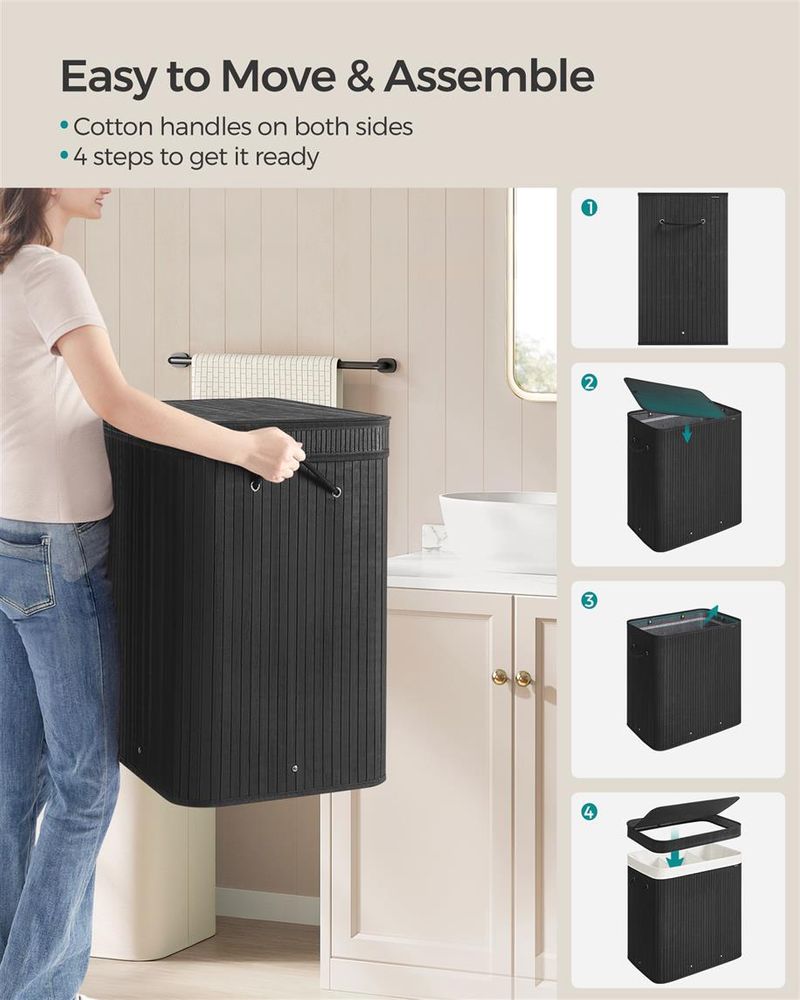 Laundry Hamper With Lid - Bamboo - 26.4 Gallon Capacity