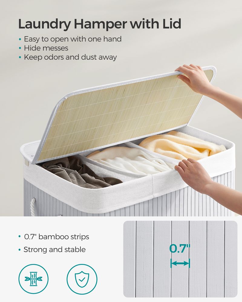 Laundry Hamper With Lid - 3 Section - 39.6 Gallon 150L