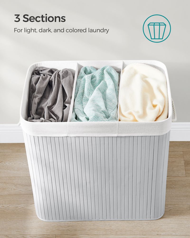 Laundry Hamper With Lid - 3 Section - 39.6 Gallon 150L
