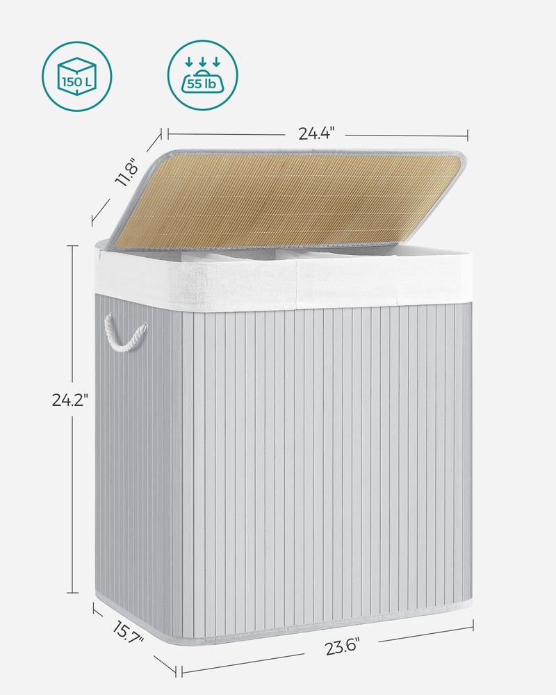 Laundry Hamper With Lid - 3 Section - 39.6 Gallon 150L