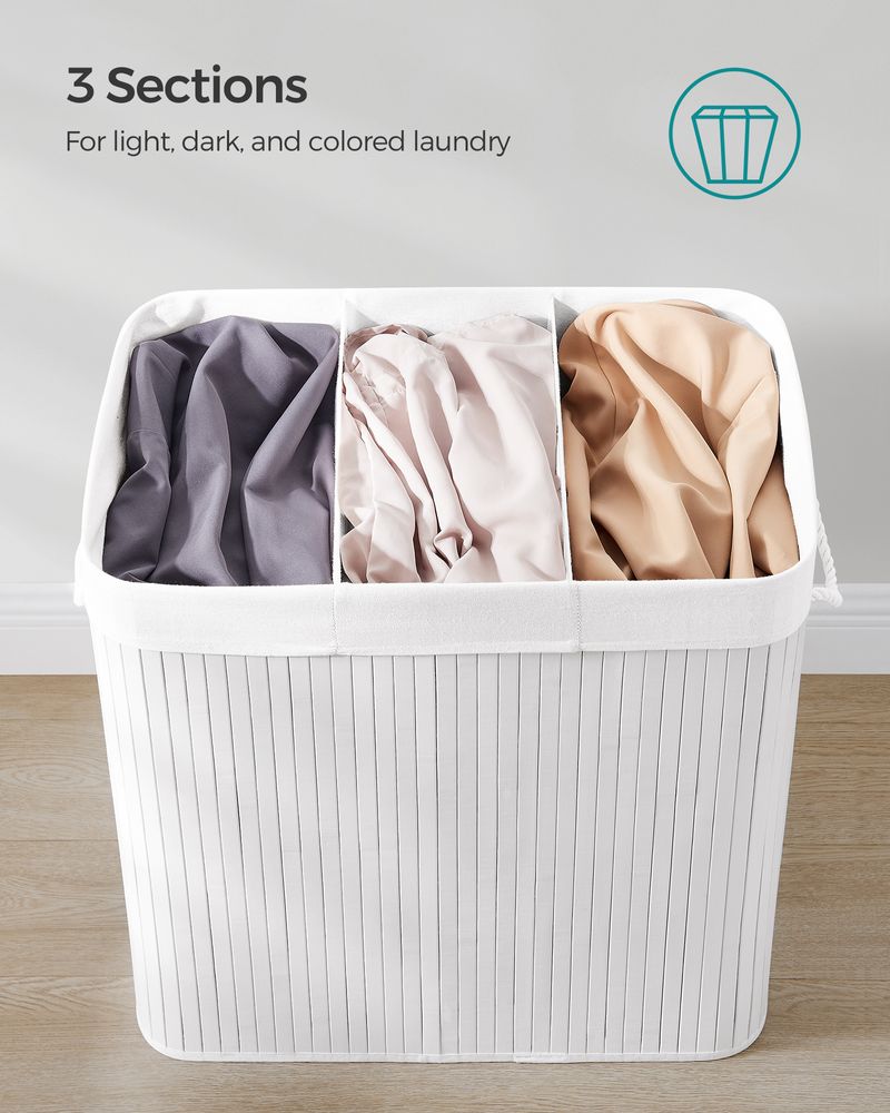 Laundry Hamper With Lid - 3 Section - 39.6 Gallon 150L
