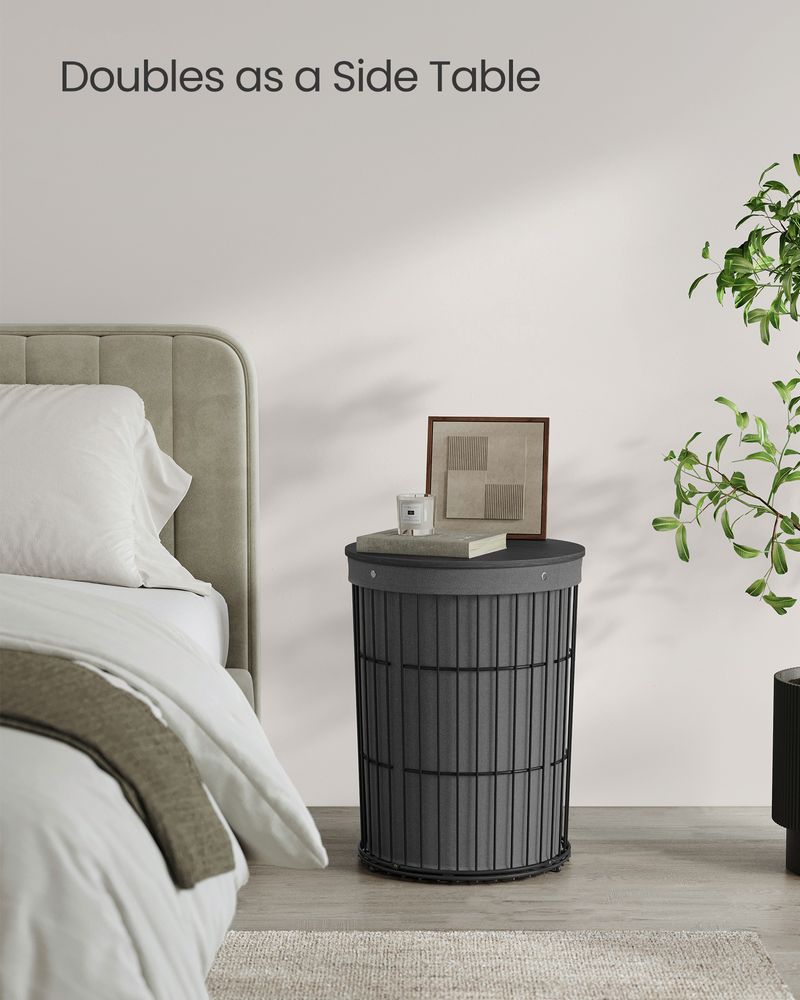 Laundry Hamper – Round Design With Lid – Removable Liner Basket