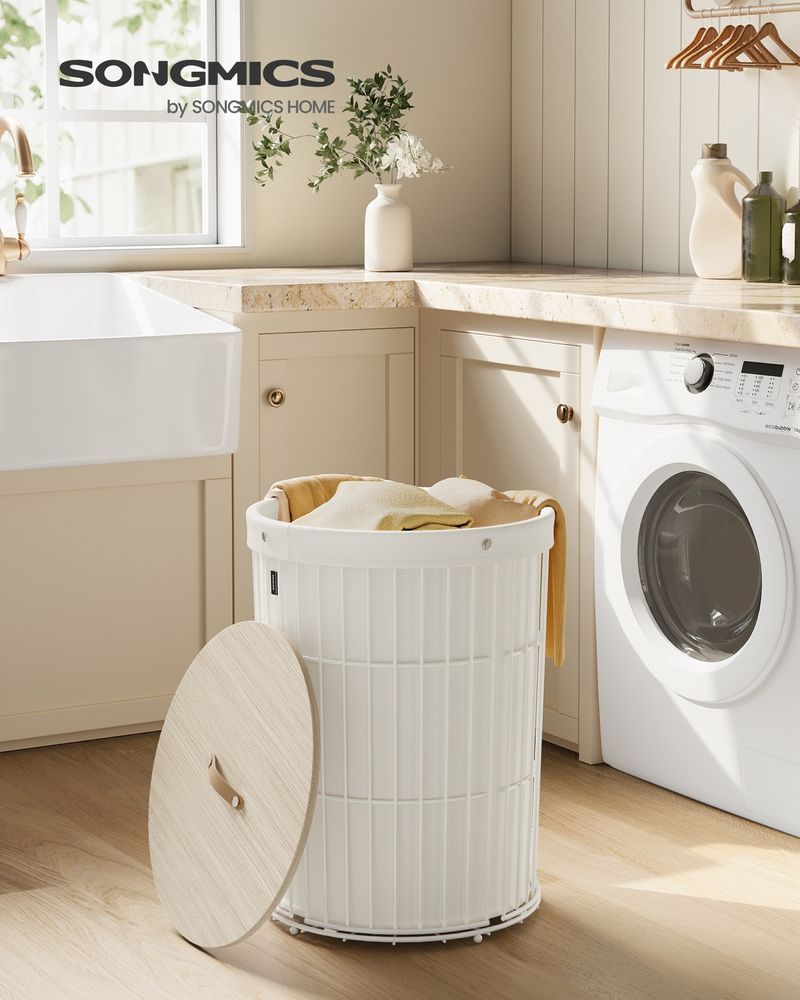 Laundry Hamper – Round Design With Lid – Removable Liner Basket