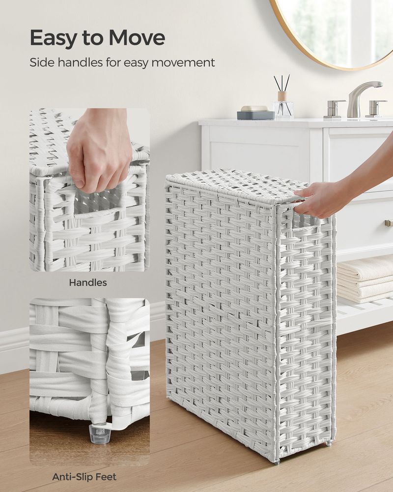 Laundry Hamper - Slim Rattan - With Lid And Handles