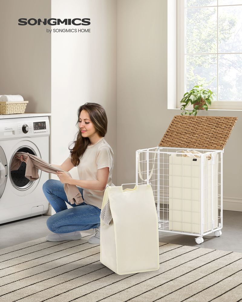 23.8 Gallon Laundry Hamper With Wheels Removable Liner Basket