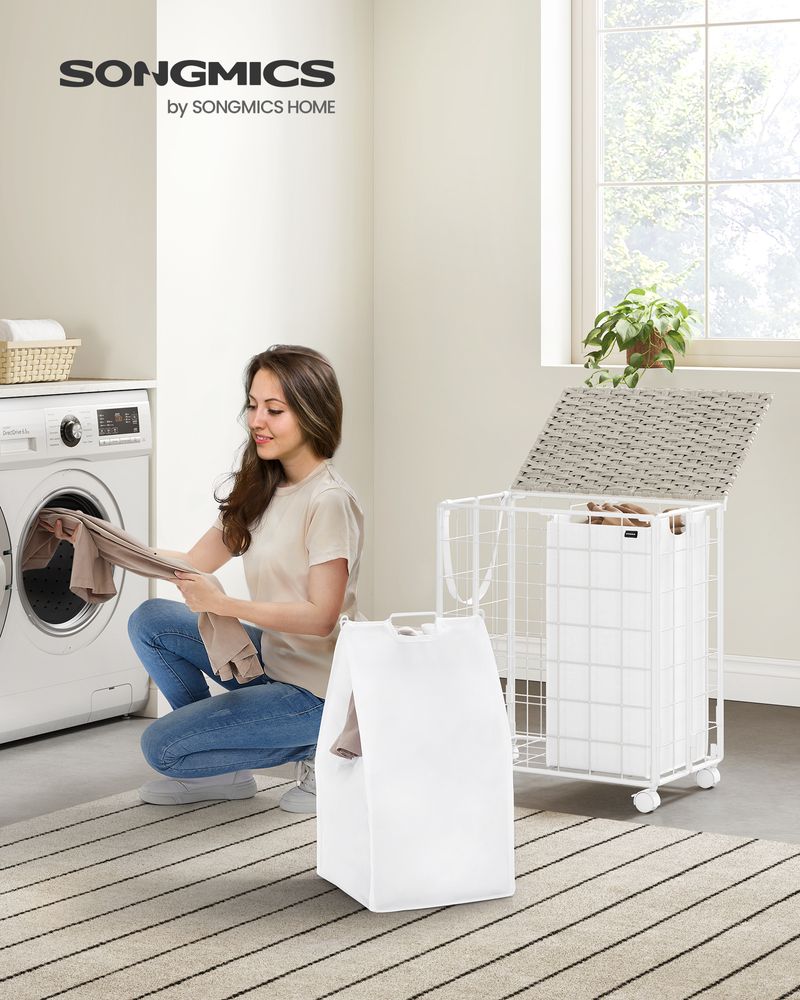 23.8 Gallon Laundry Hamper With Wheels Removable Liner Basket