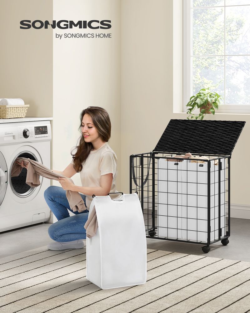 23.8 Gallon Laundry Hamper With Wheels Removable Liner Basket