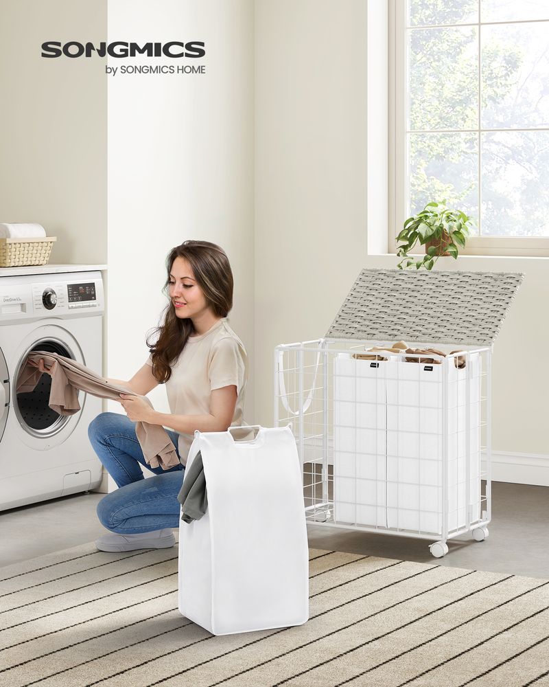 23.8 Gallon Laundry Hamper With Wheels Removable Liner Basket
