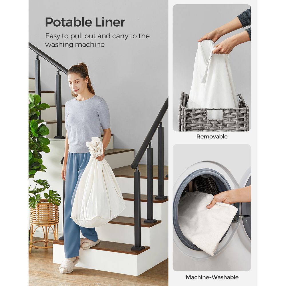 Laundry Basket - Rolling With Wheels - 3 Section - 145L & 160L