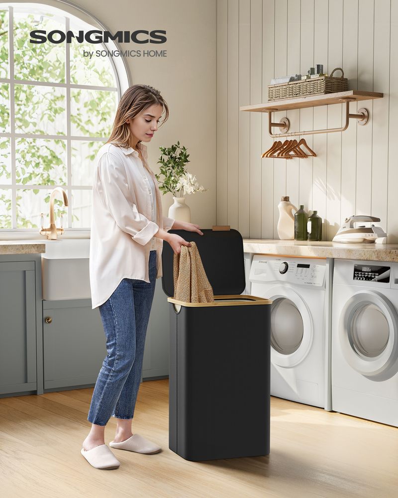 23.8 Gallon Laundry Hamper With Lid Removable Liner Basket