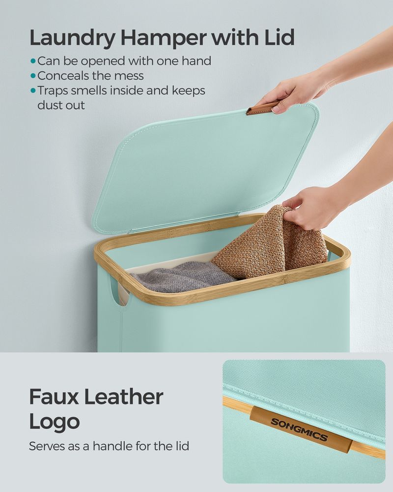 23.8 Gallon Laundry Hamper With Lid Removable Liner Basket
