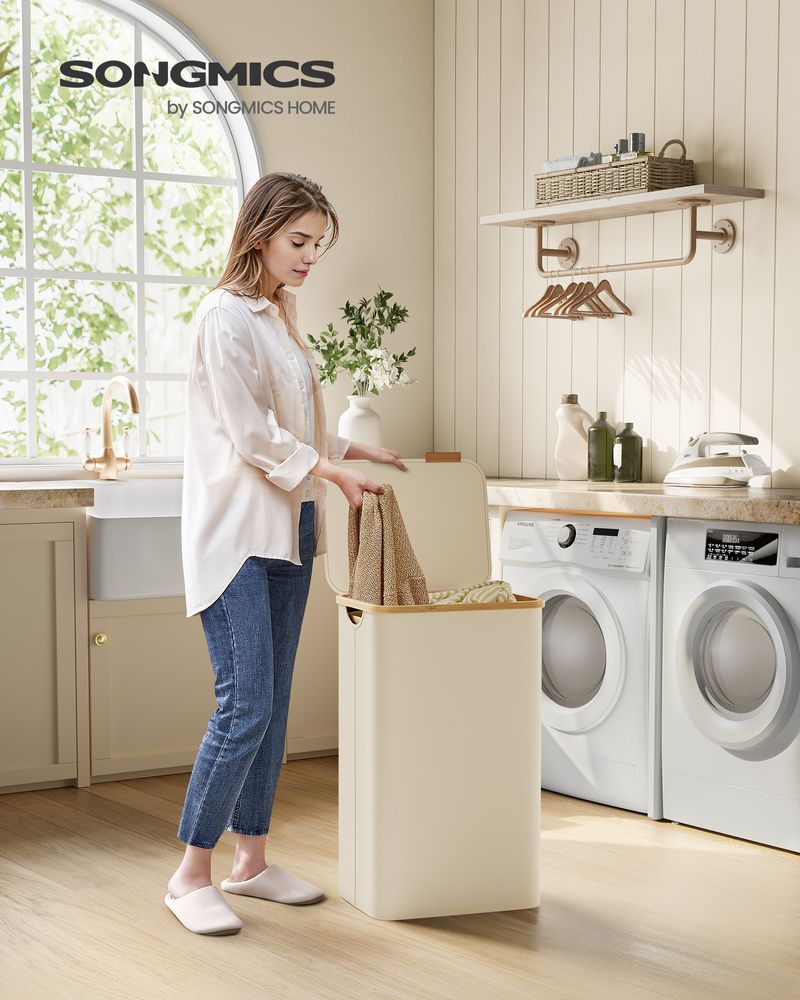 23.8 Gallon Laundry Hamper With Lid Removable Liner Basket