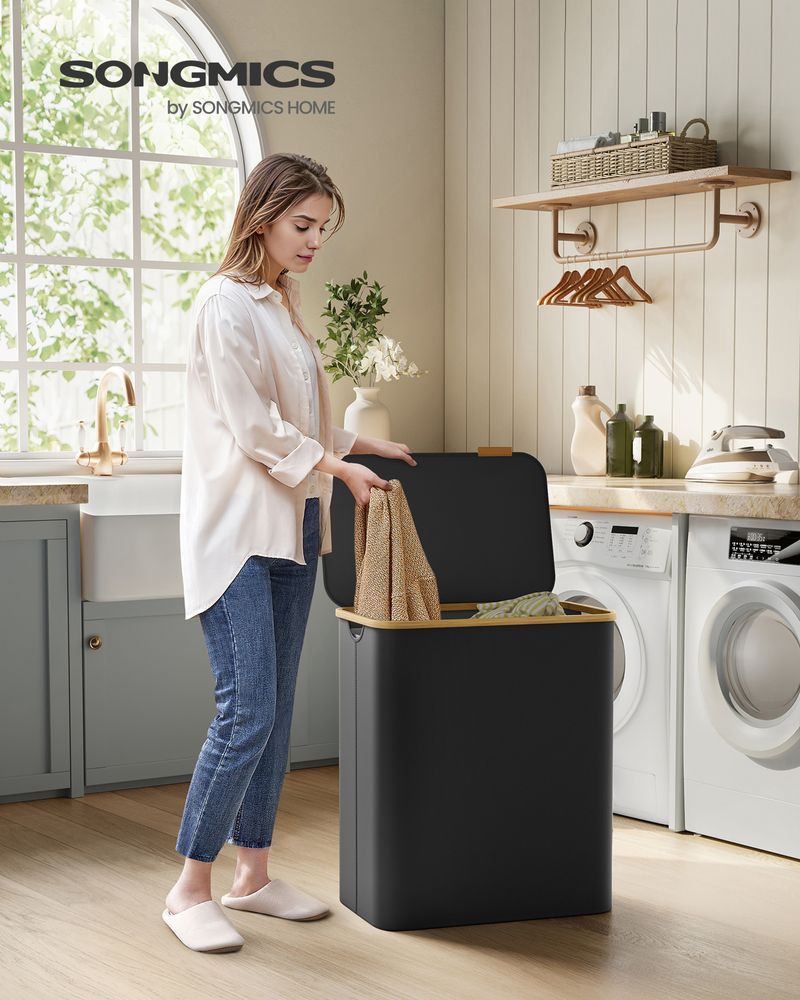 23.8 Gallon Laundry Hamper With Lid Removable Liner Basket