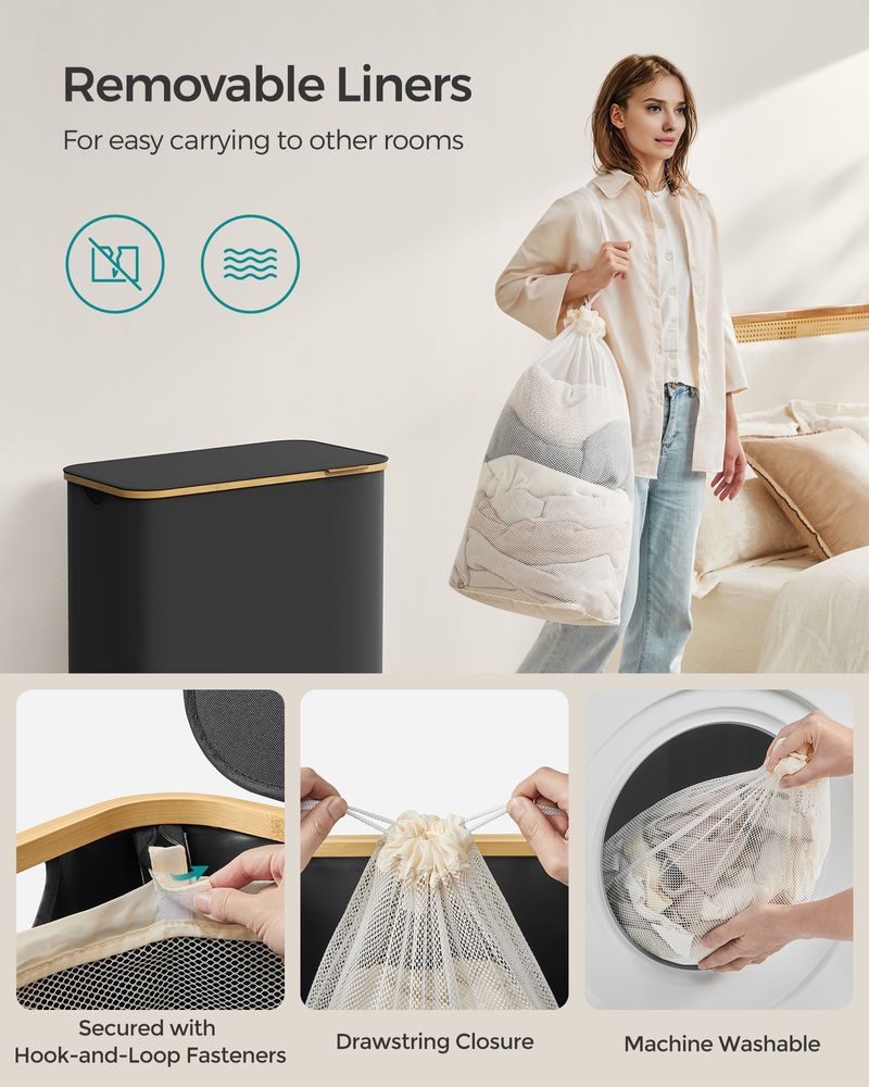 23.8 Gallon Laundry Hamper With Lid Removable Liner Basket