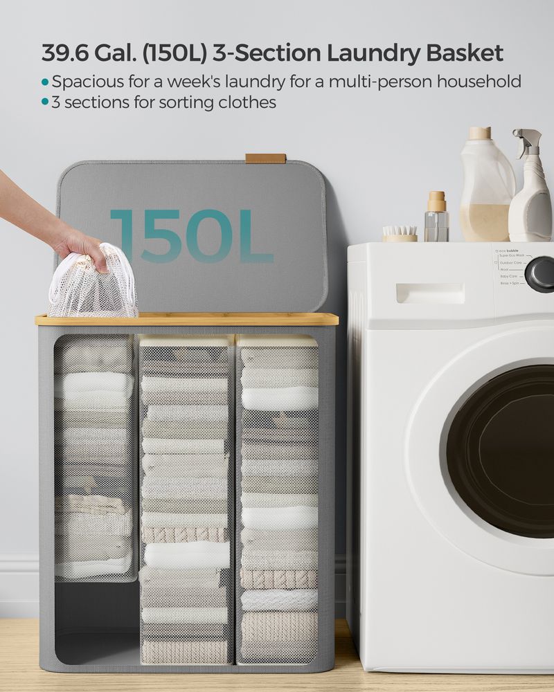 23.8 Gallon Laundry Hamper With Lid Removable Liner Basket