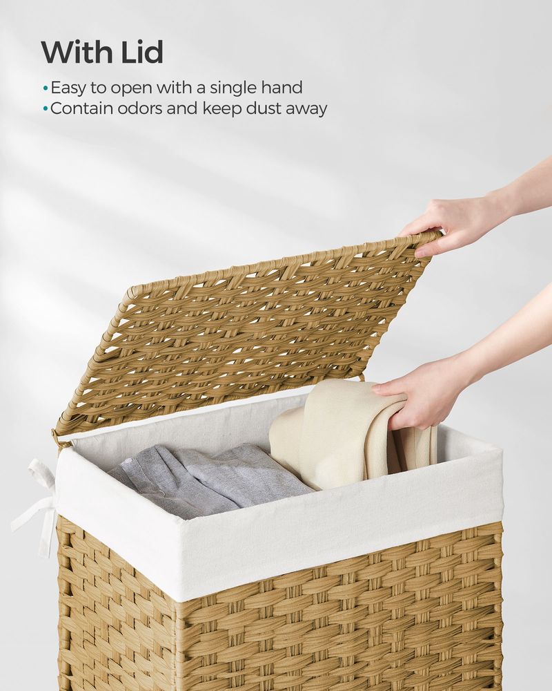 Laundry Basket With Lid - Synthetic Rattan - 23.8 Gallon